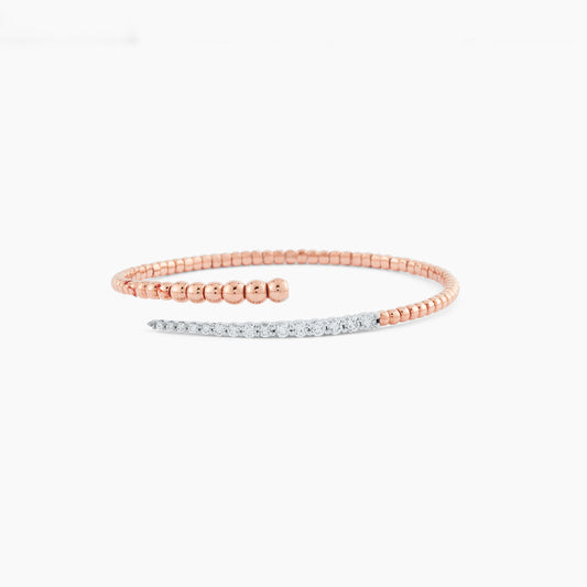 Crossed Diamond Rose Bead Bangle