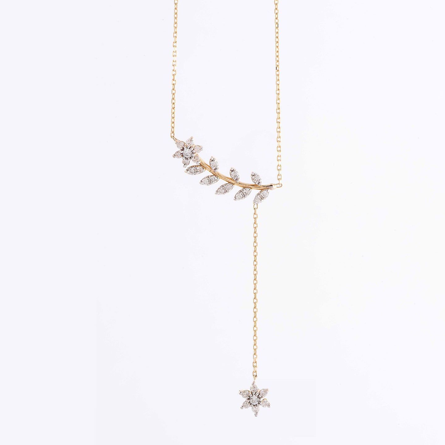 Flower Palm Drop Diamond Necklace