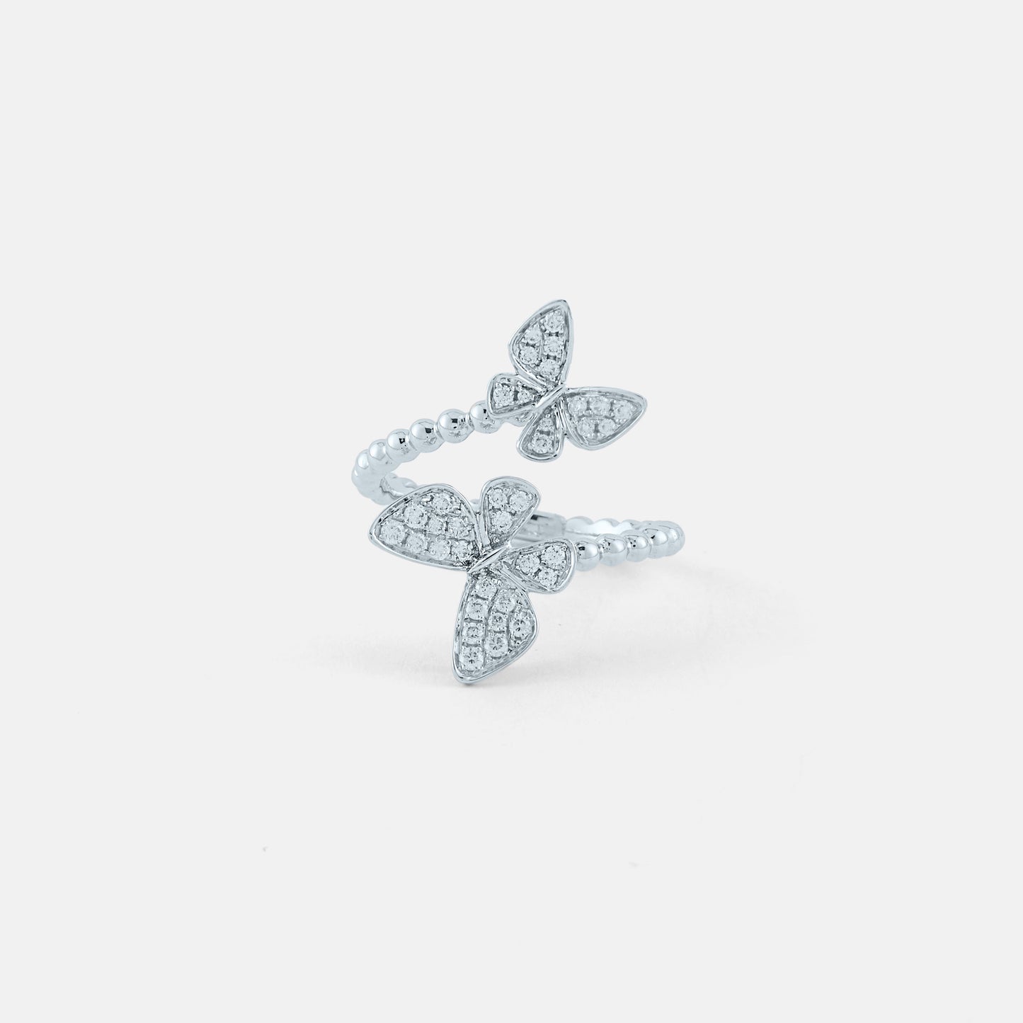 Double Butterfly White Ring